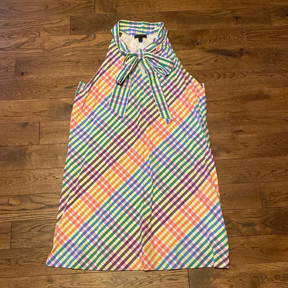 J. Crew Tie Neck Dress in Rainbow Gingham - Picture 3 of 6